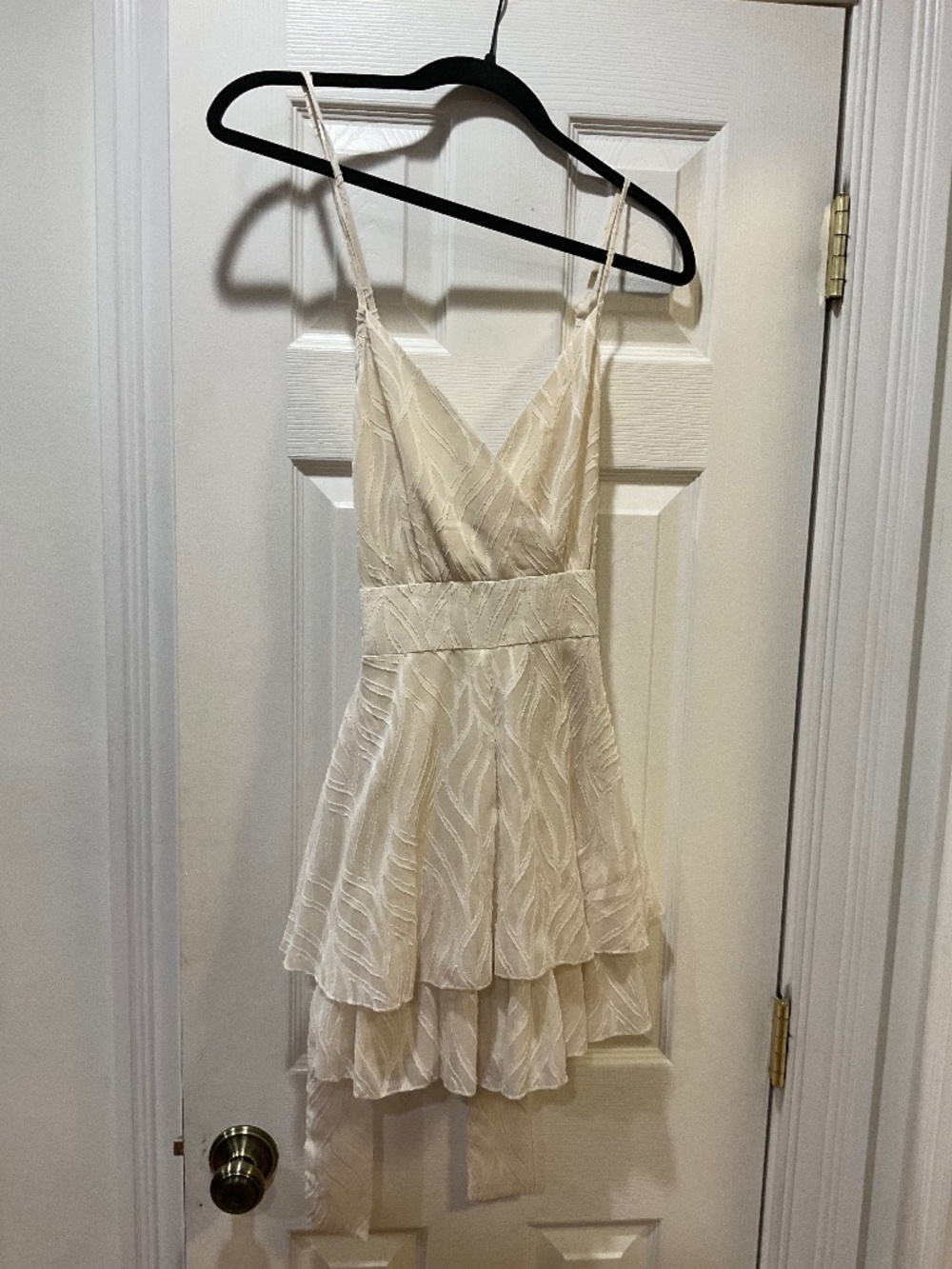 Simplee S Champagne Tiered Ruffle Mini Dress Spaghetti Straps Size: S Pre Owned